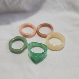 Green and Peach Women's Ring Set
